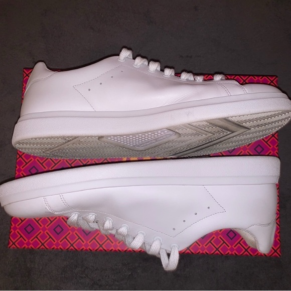 Tory Burch White Lace-Up Sneakers - Picture 5 of 6